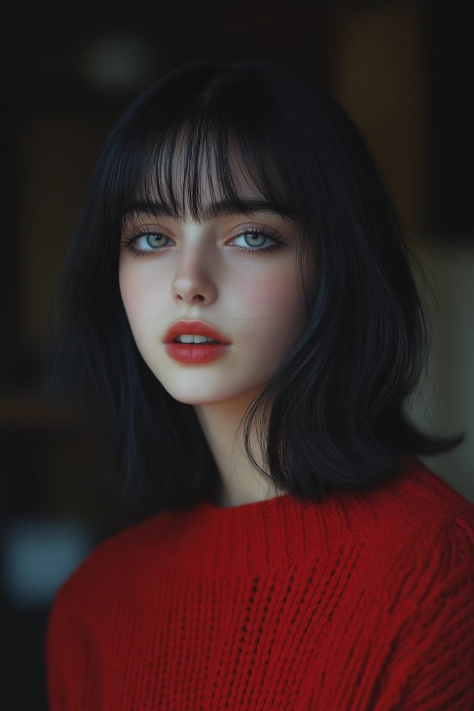 Inverted Bob with Curtain Bangs