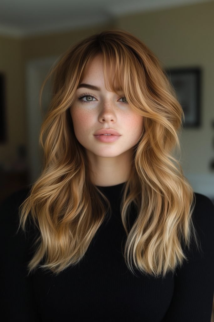 Medium Choppy Layers with Curtain Bangs
