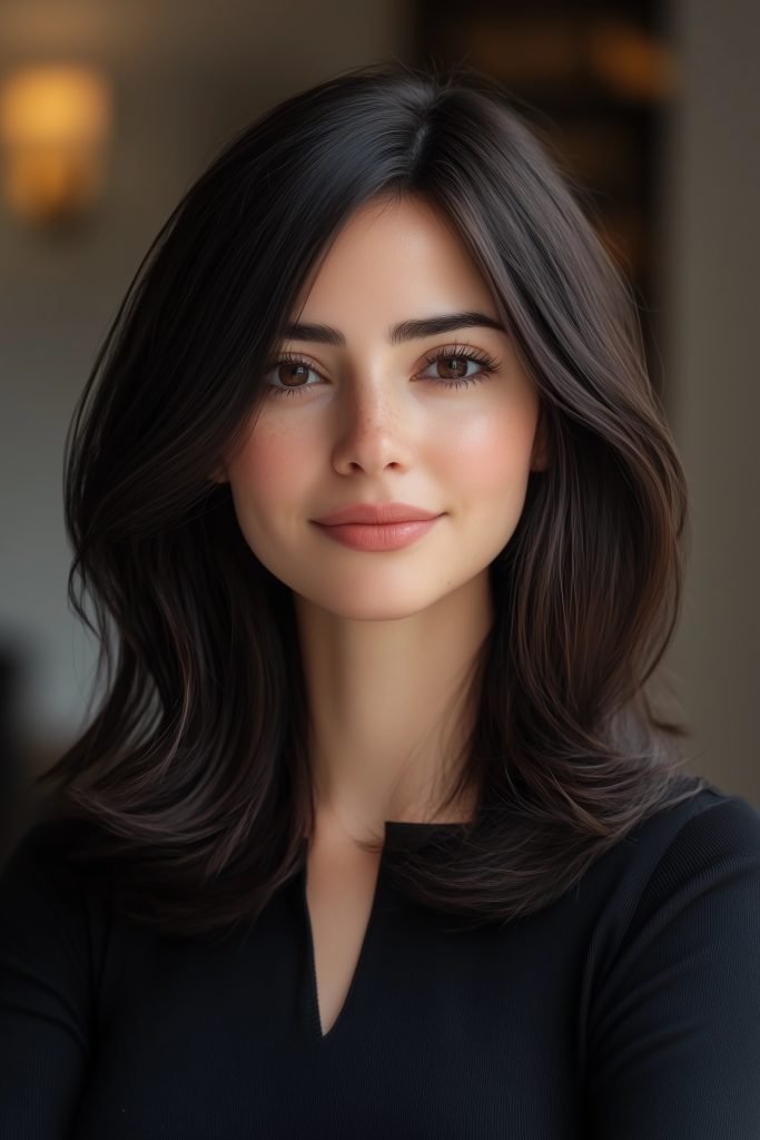 Medium-Length Side-Part Lob with Curtain Bangs