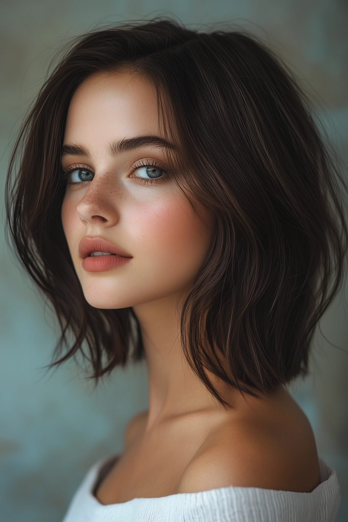 Medium-Length Side-Part Lob with Curtain Bangs