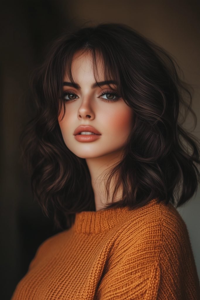 Medium-Length Side-Part Lob with Curtain Bangs