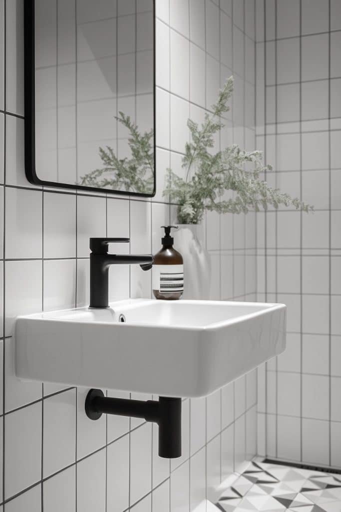 Minimalist Monochrome Loft Bathroom