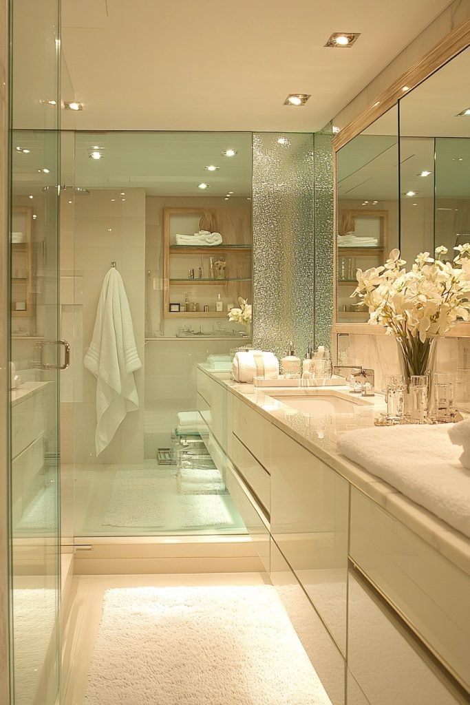 Mirror and Glass Loft Bathroom