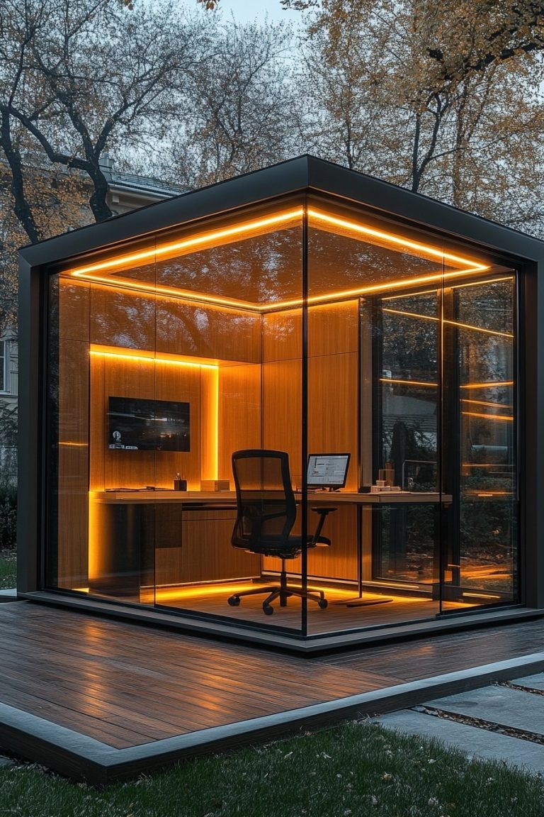 29 Small Cabin Interior Office Ideas For Designing A Small Yet ... - Modern Glass Cube Shaped Condos