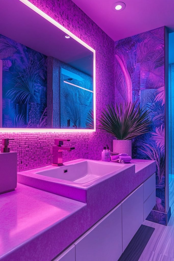 Neon Accents Loft Bathroom