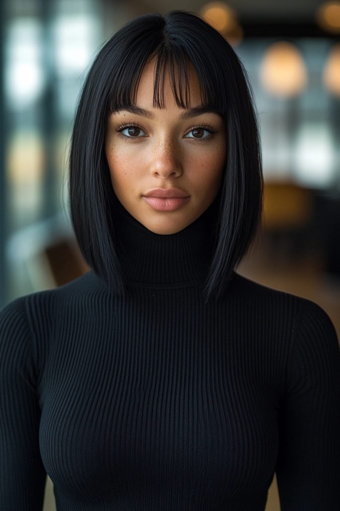 Razor Cut Lob with Curtain Bangs