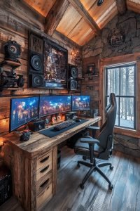 Rustic Gamer Picures 29 Small Cabin Office Ideas For A Cozy And Productive Workspace ...