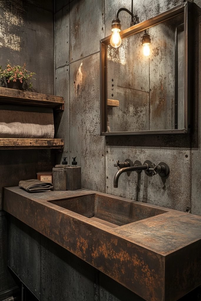 Rustic Metal Loft Bathroom