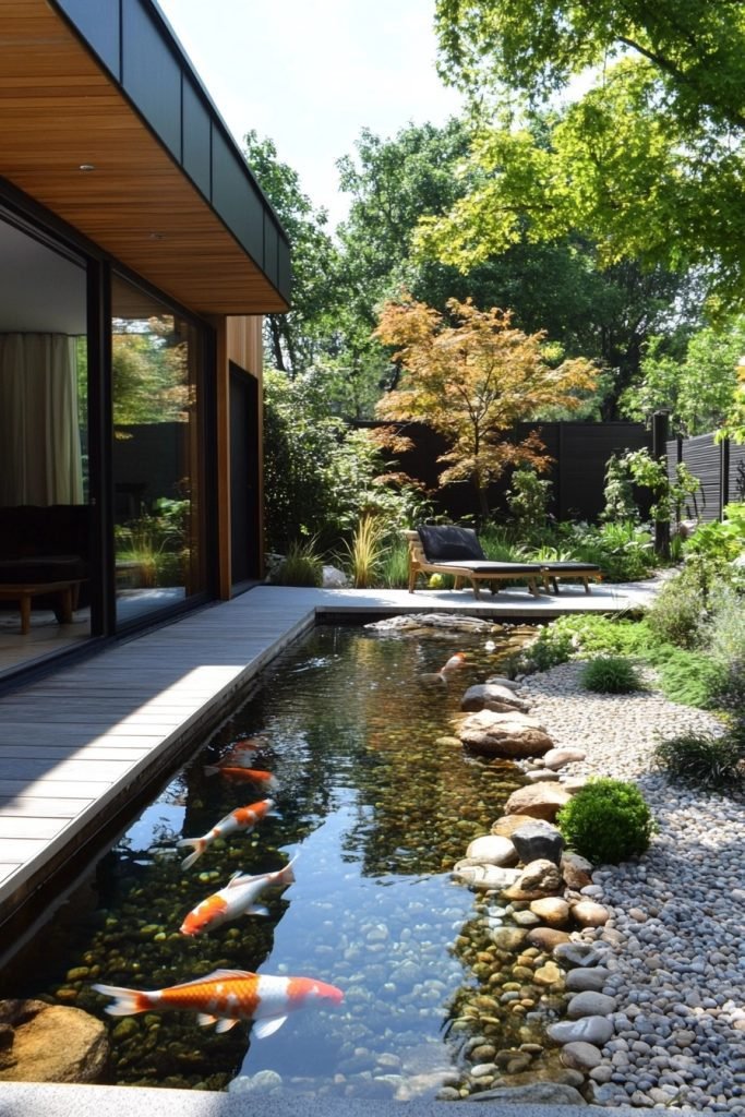 Serene Koi Pond Setting