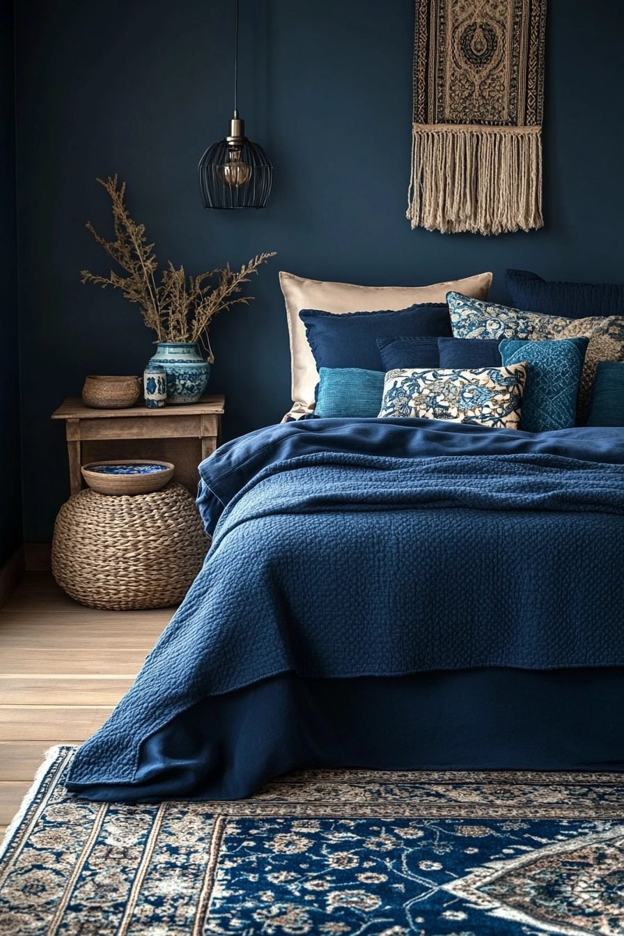 29 Navy Blue Boho Bedroom Ideas For A Bold And Relaxing Space ...
