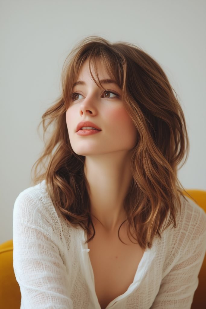 Tousled Lob with Curtain Bangs