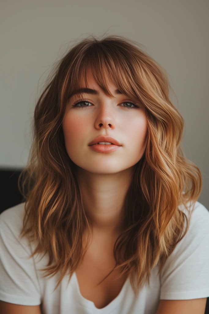 Tousled Lob with Curtain Bangs