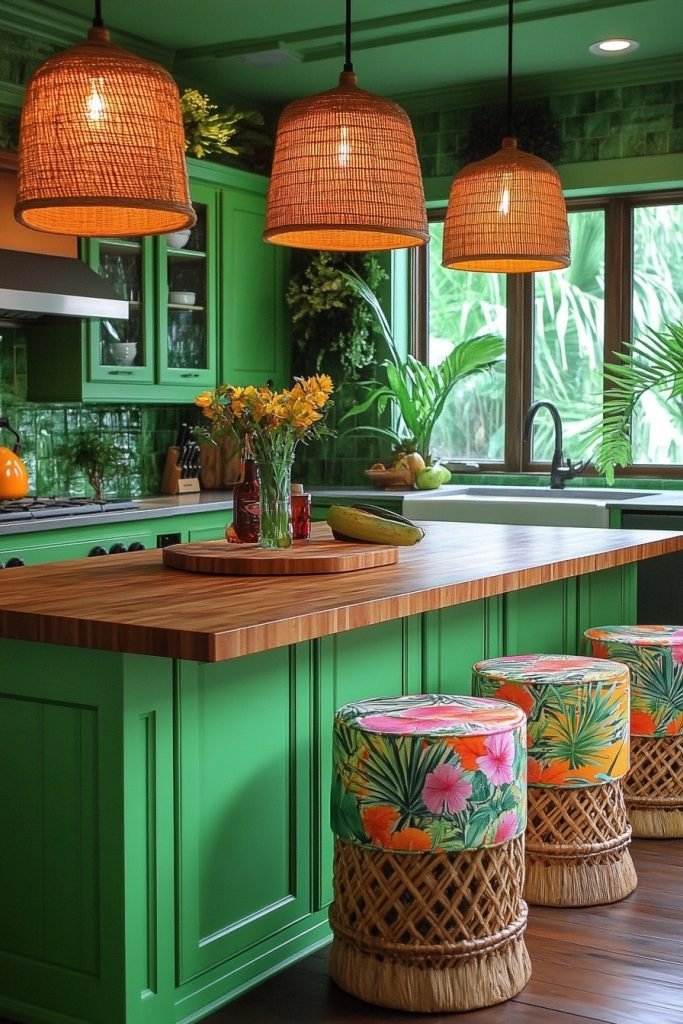 Tropical Green Oasis Kitchen