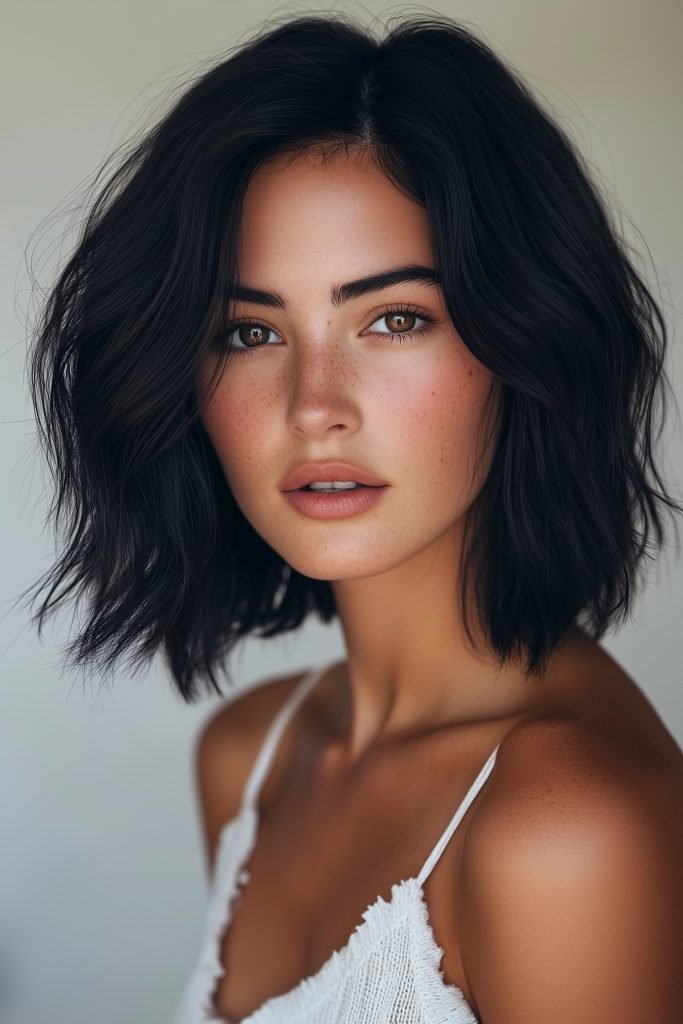 Wavy Bob with Curtain Bangs