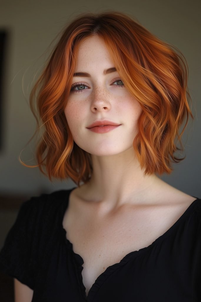 Wavy Bob with Curtain Bangs