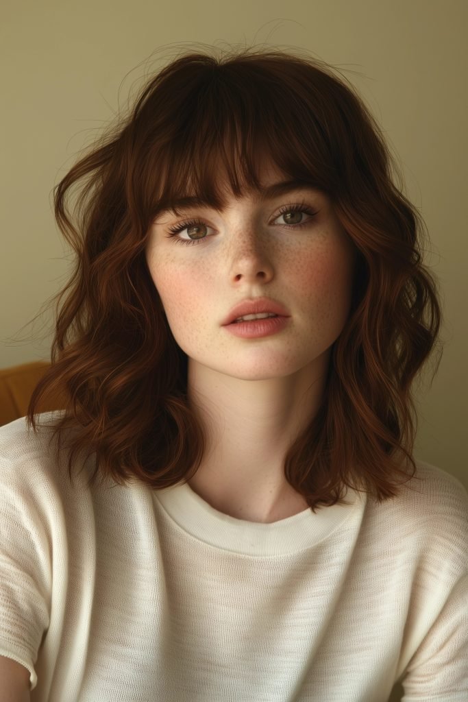 Wavy Bob with Curtain Bangs