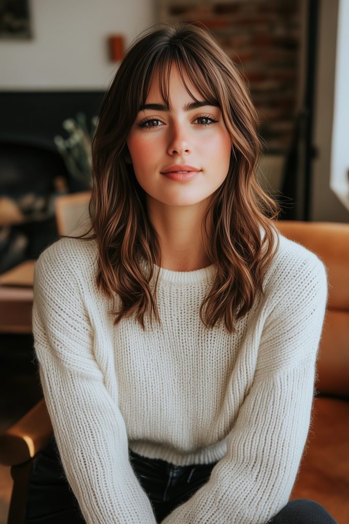 Wavy Lob with Curtain Bangs