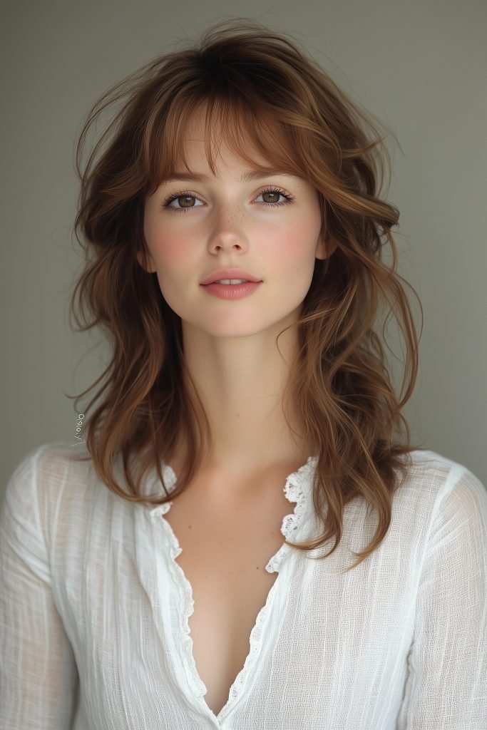 Wavy Lob with Curtain Bangs