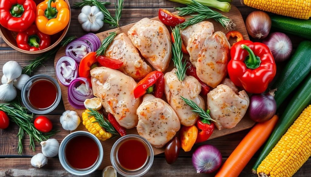 BBQ ingredients for a sheet-pan chicken feast