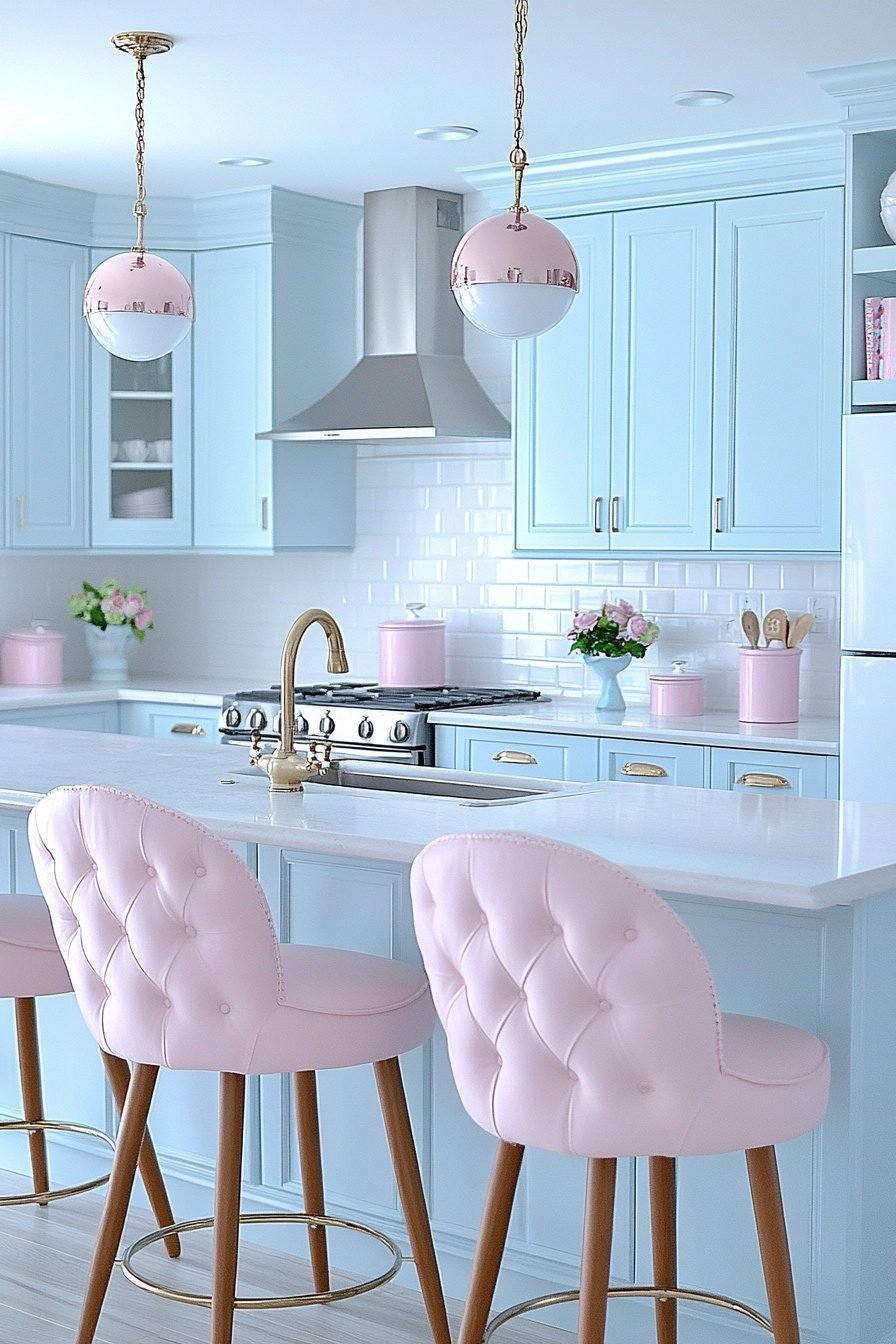 19 Powder Blue Kitchen Cabinets For A Fresh And Airy Kitchen Design ...