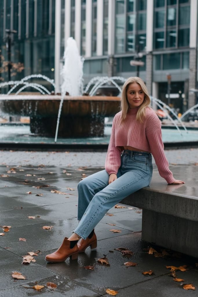 Cropped Knit Sweater Outfit