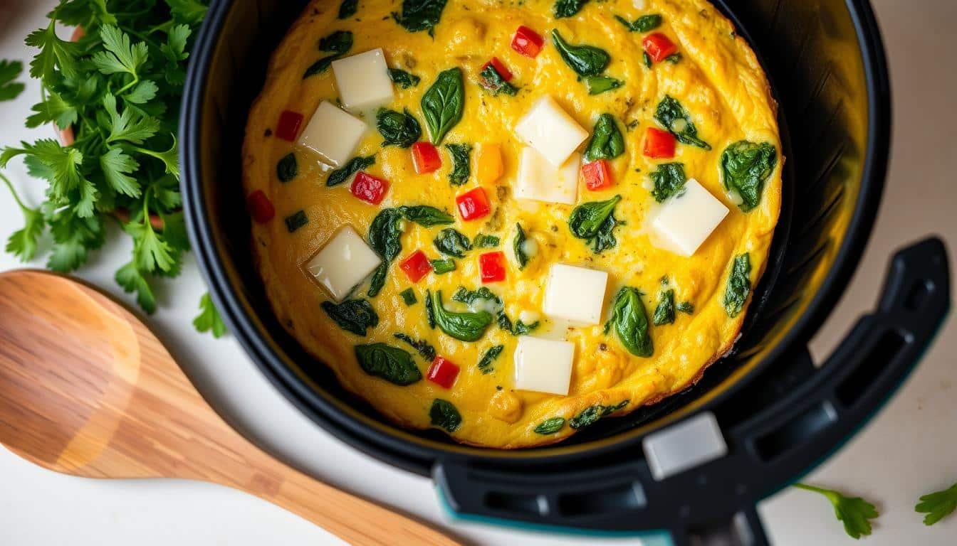 Air Fryer Spinach, Pepper, And Havarti Frittata Recipe