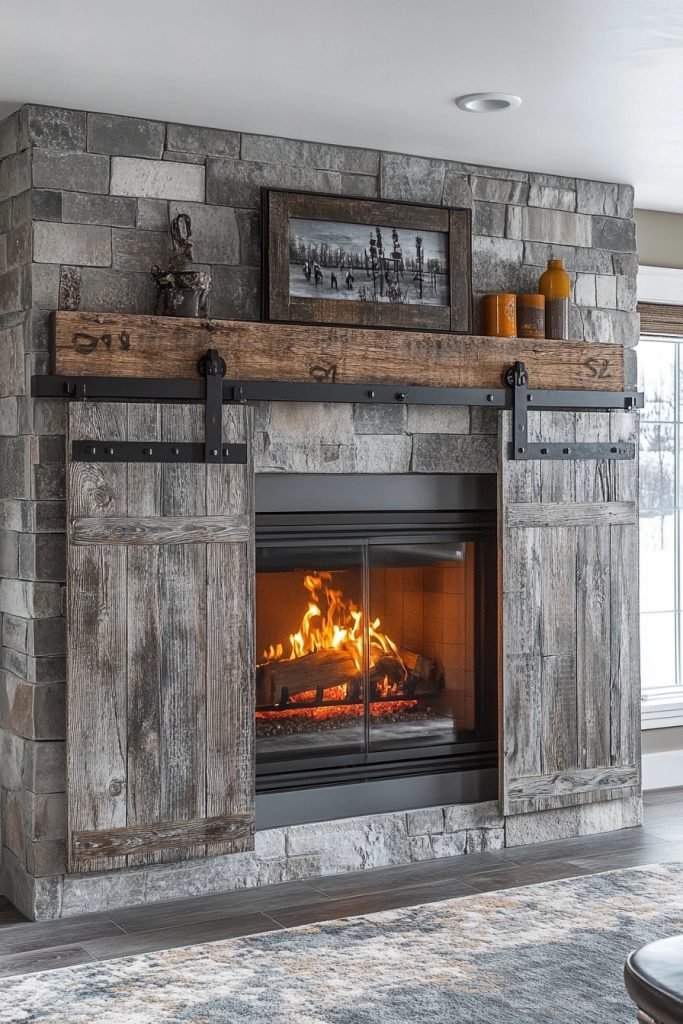 Barn Door Fireplace Screen