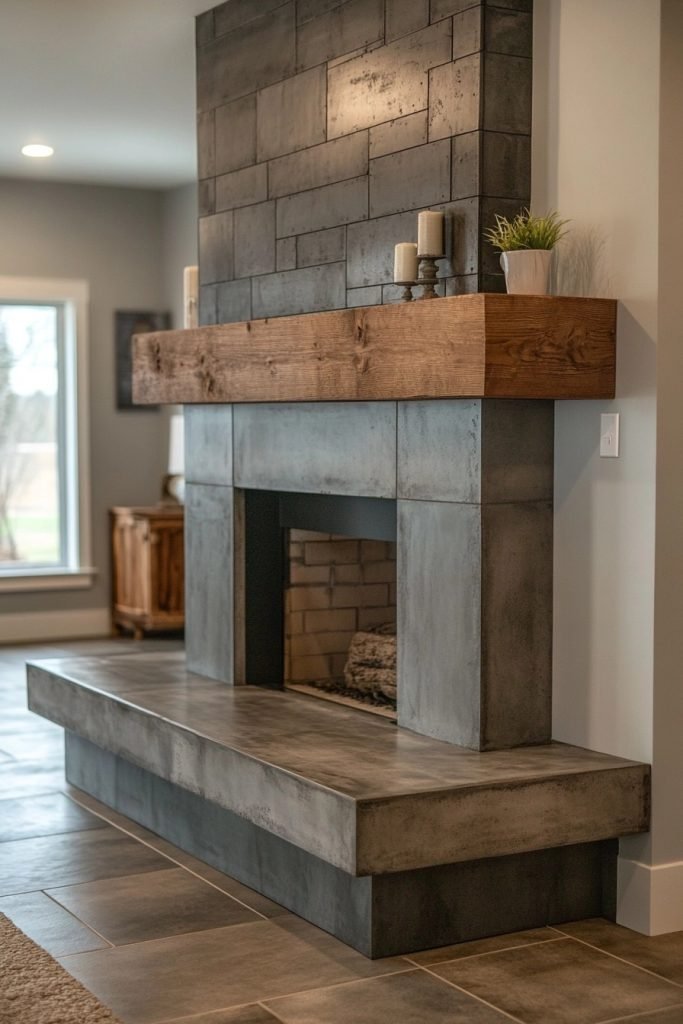 Concrete Farmhouse Fireplace