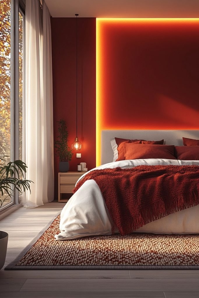 Earthy Reds Minimalist Bedroom