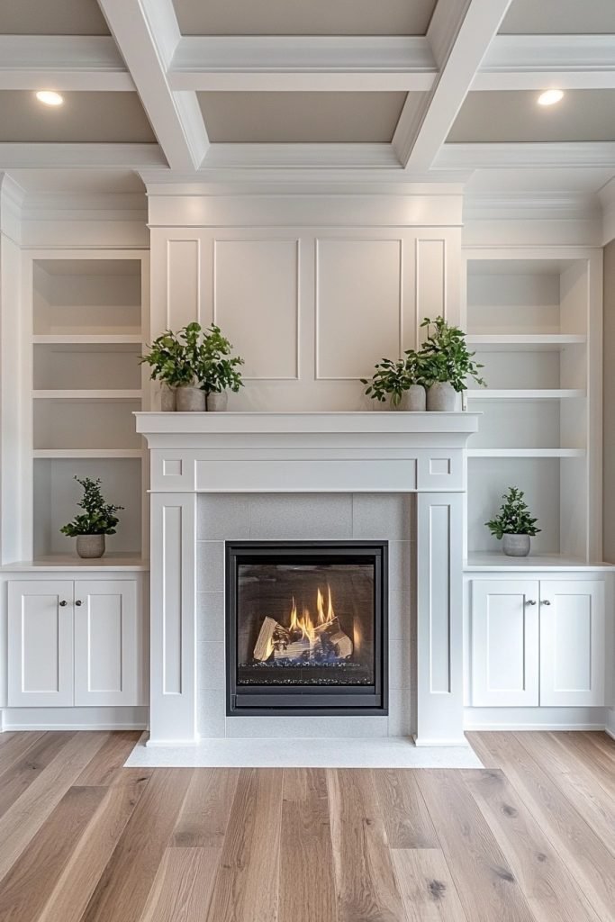 Farmhouse Fireplace with Built-In Cabinetry