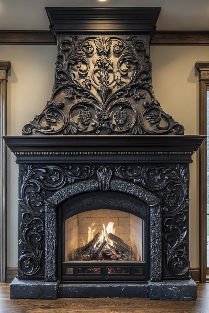 Farmhouse Fireplace with Ironwork
