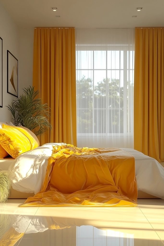 Glossy Yellow Highlights Bedroom