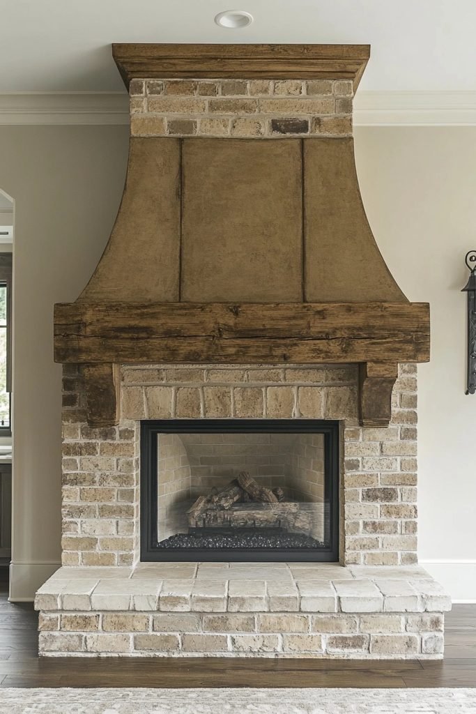 Light Brick Farmhouse Fireplace