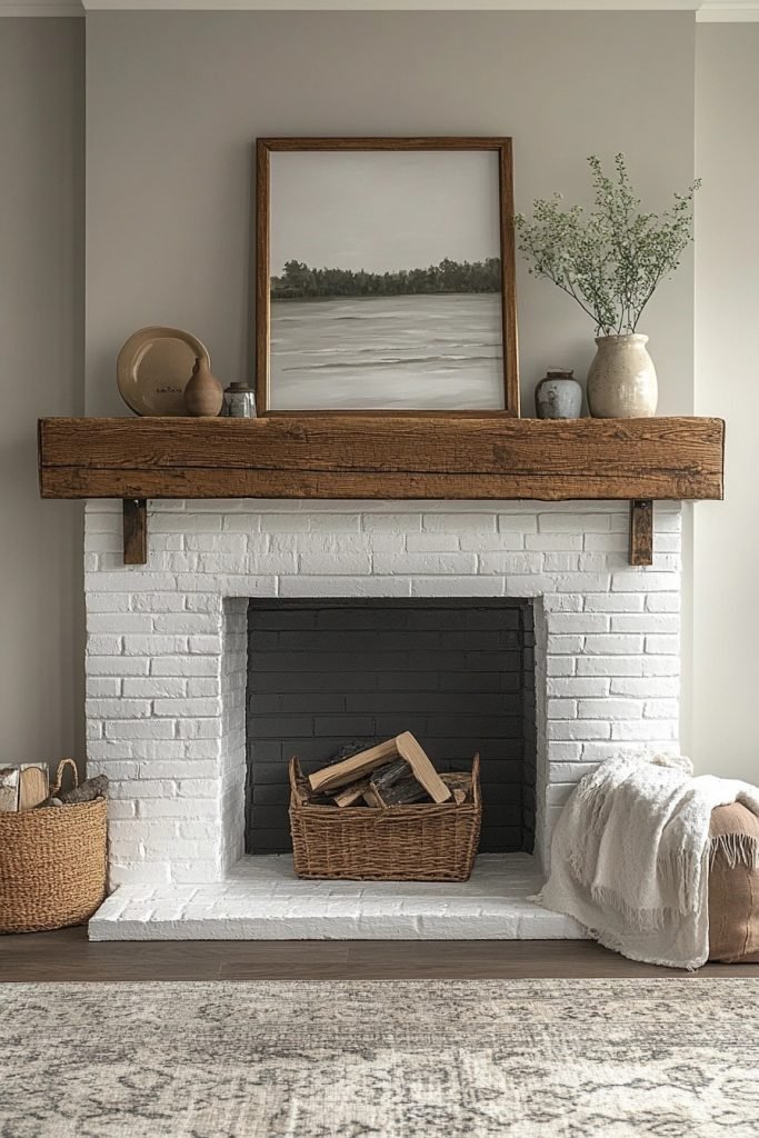 Painted Brick Fireplace Makeover