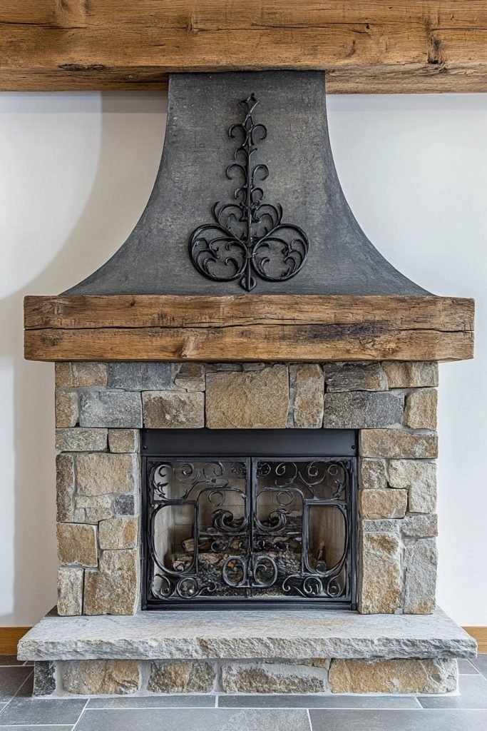 Rustic Stone Fireplace