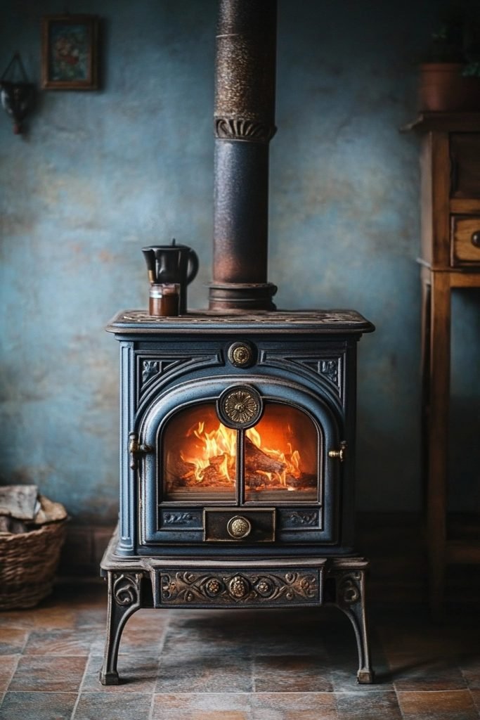 Simple Farmhouse Stove Fireplace