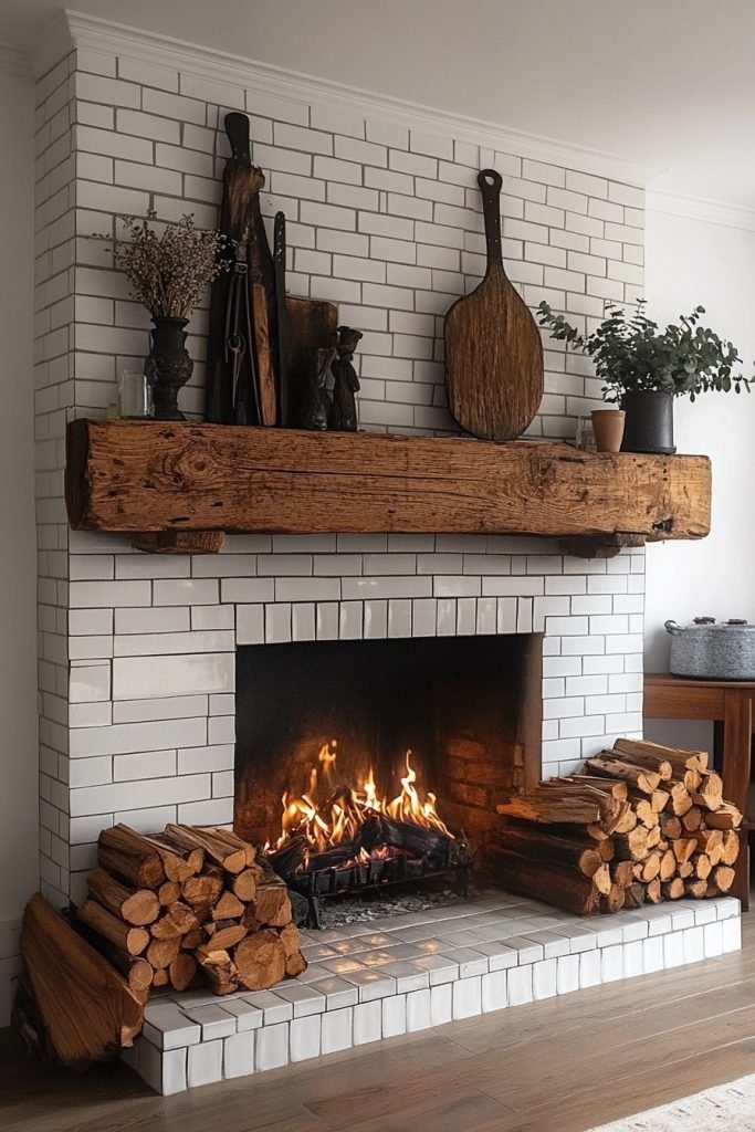 Subway Tile Surround Fireplace