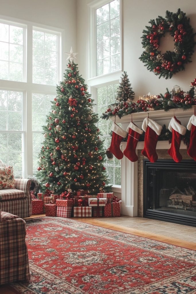 Traditional Christmas Family Room