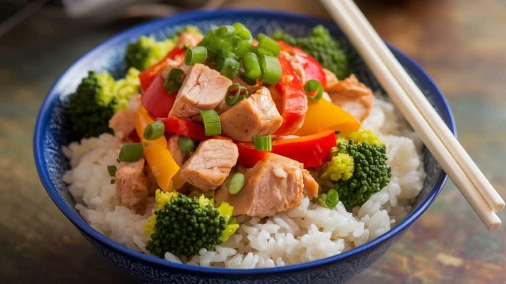 15-Minute Chicken and Veggie Rice Bowls