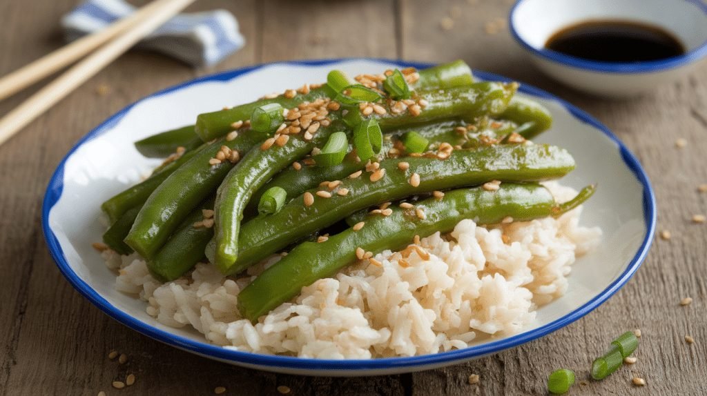 15-Minute Sesame Garlic Green Beans and Rice