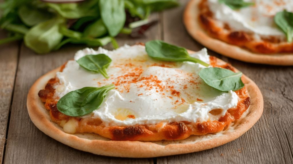 15-Minute Ricotta and Spinach Pita Pizza