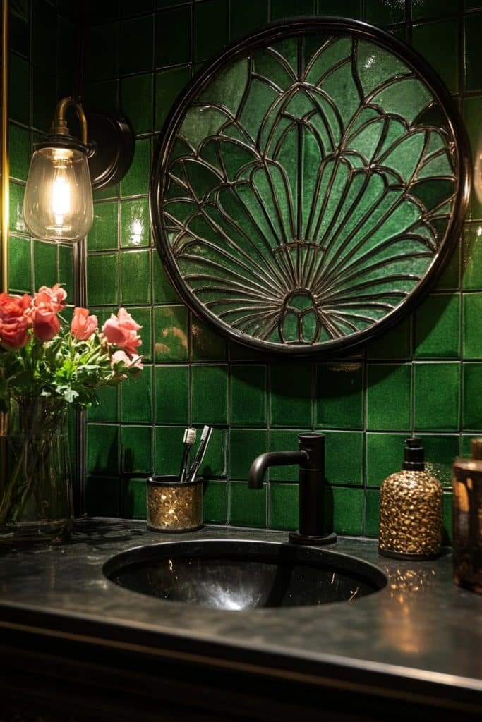 Art Deco Emerald Bathroom