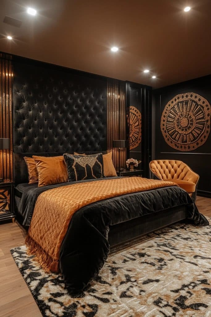 Art Deco Inspired Black Bedroom