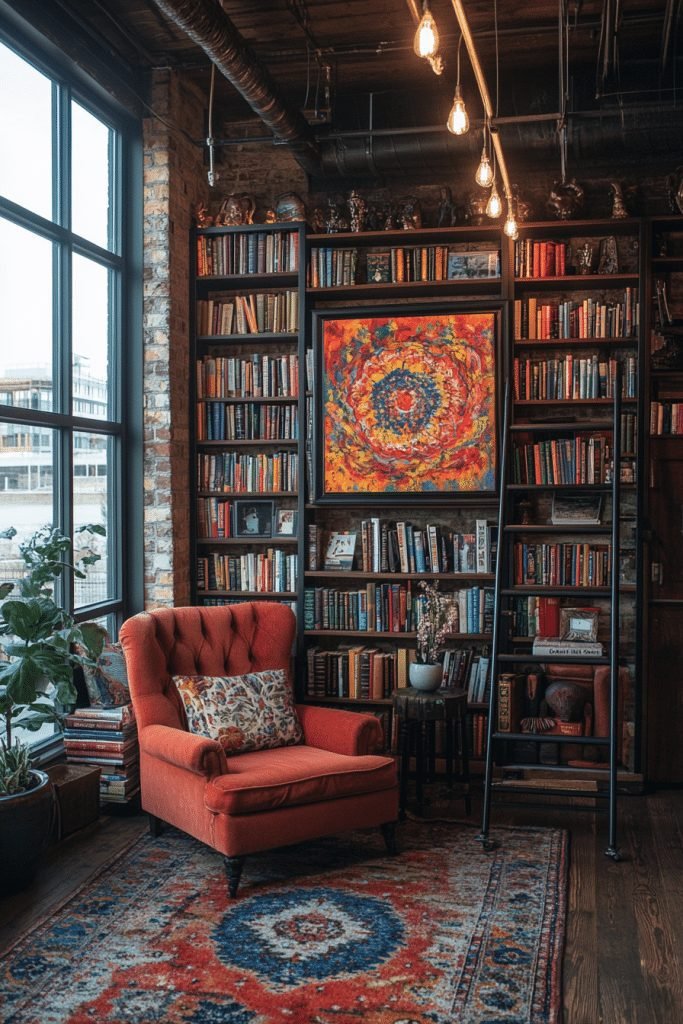 29 Cozy Home Library Ideas to Turn Any Room Into a Book Lover’s Retreat 9 Artistic Loft Library
