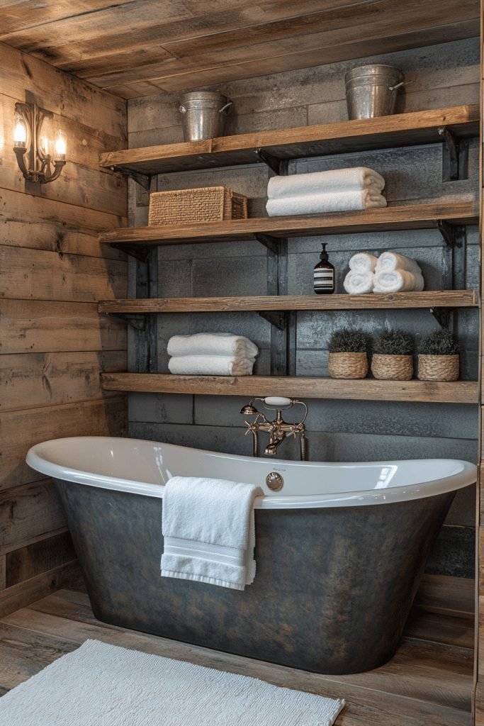 29 Small Bathroom With Tub And Shower Combo Farmhouse Ideas for a Timeless and Cozy Look 6 Barnyard Chic