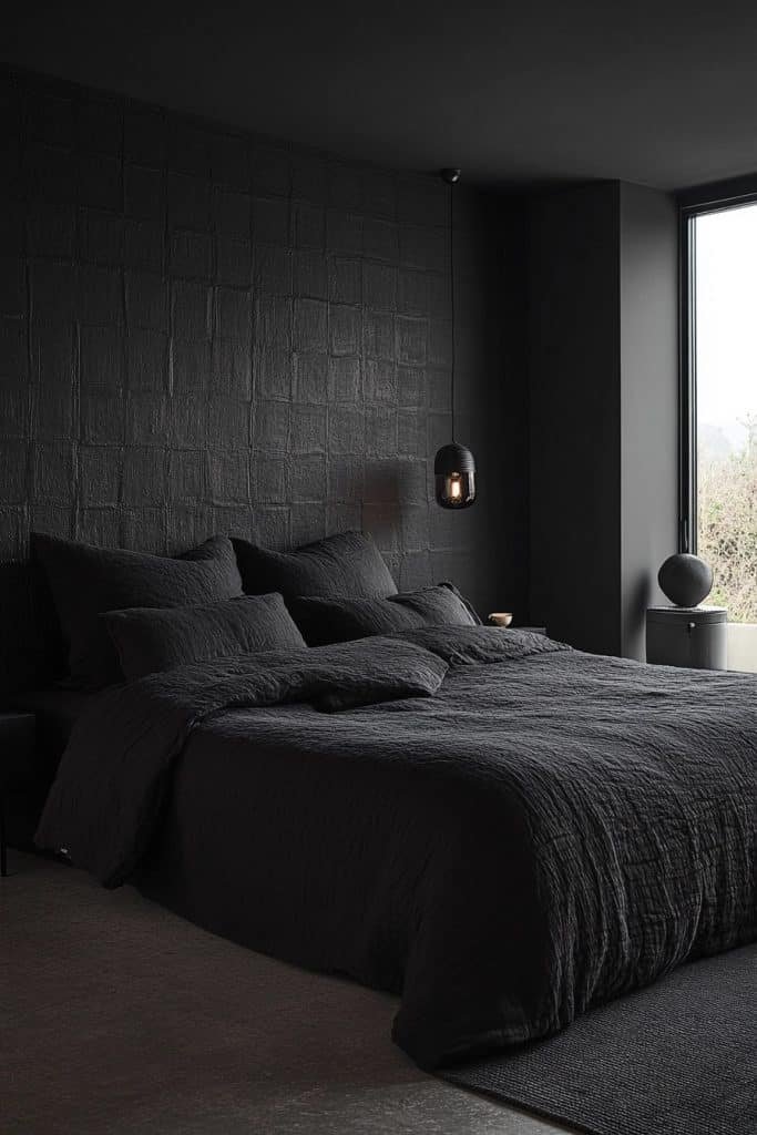 Black Bedroom with Minimal Decor