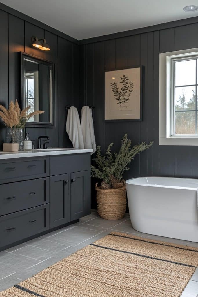 Black Scandinavian Style Bathroom