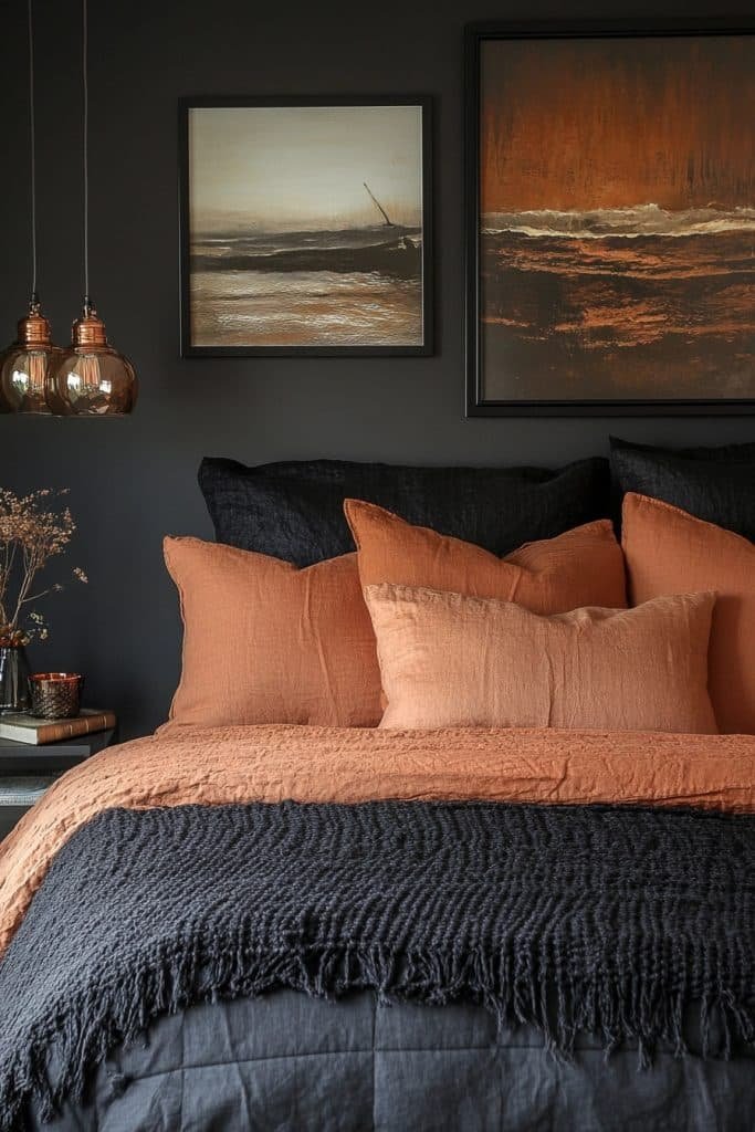 Black and Copper Bedroom