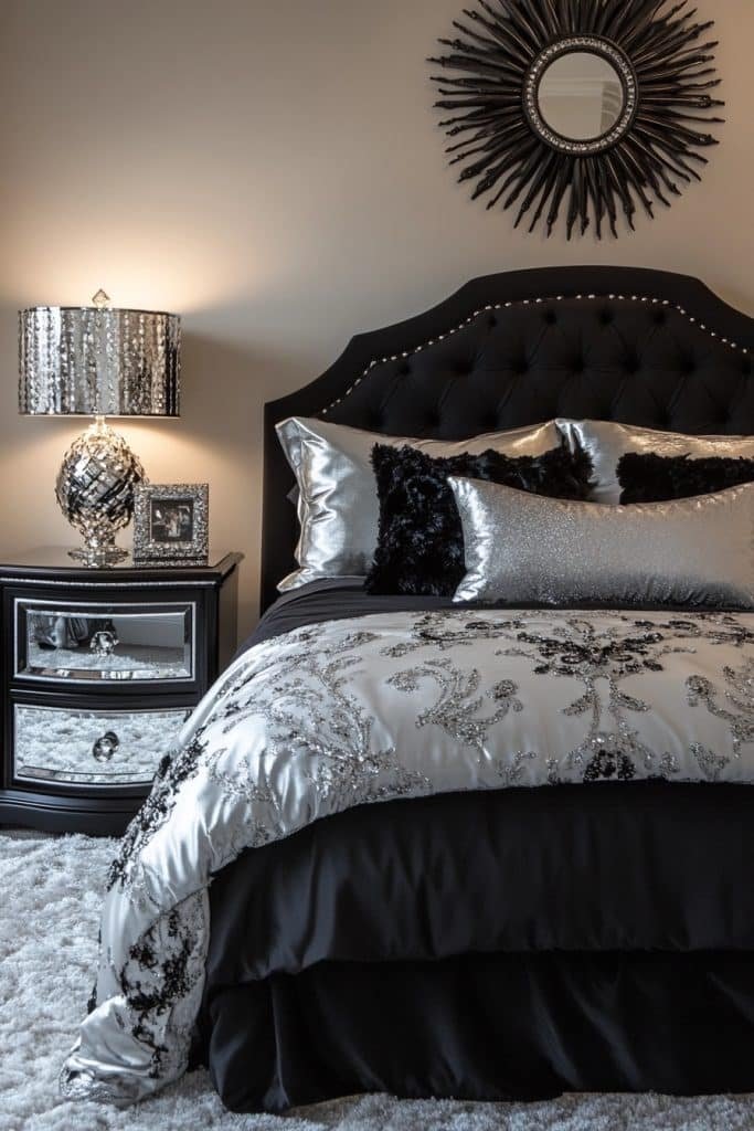 Black and Silver Glam Bedroom
