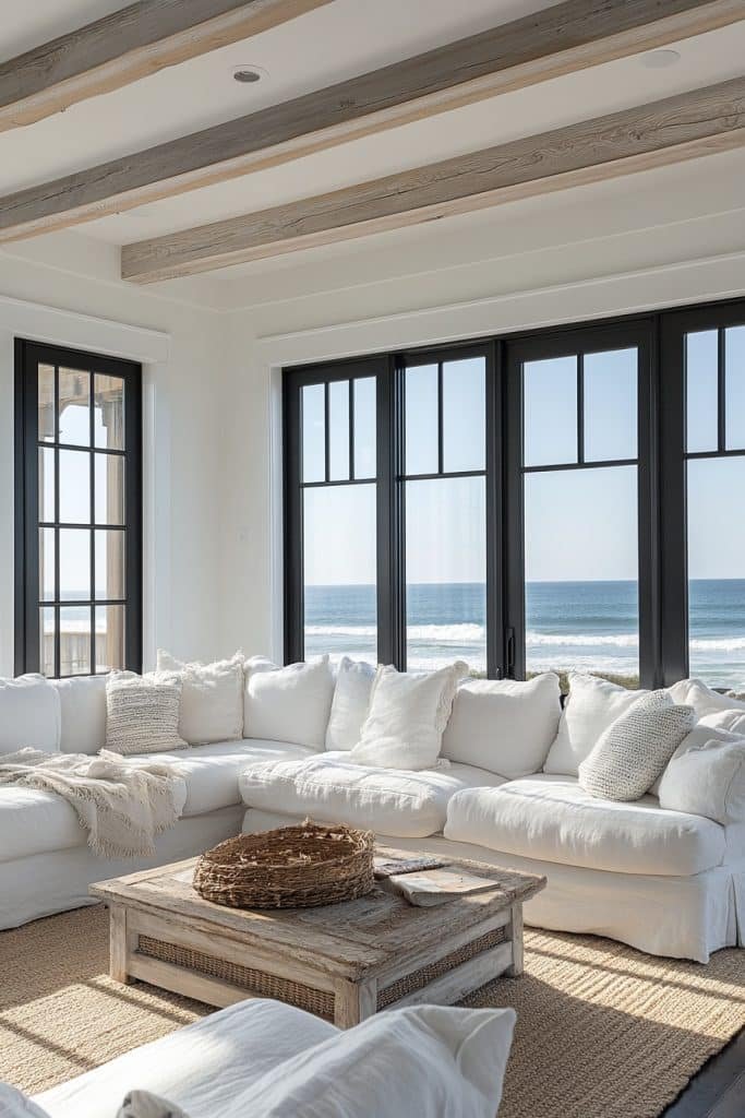 Black and White Coastal Living Space